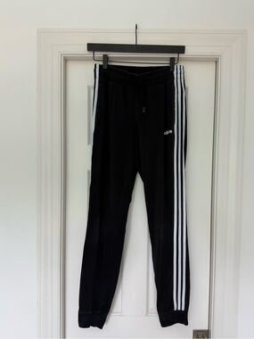 Adidas Black Jogger Pants with White Stripes